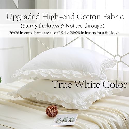 2 Pack Off White Ruffled Euro Shams Pillow Covers 26"x26" - Image 2