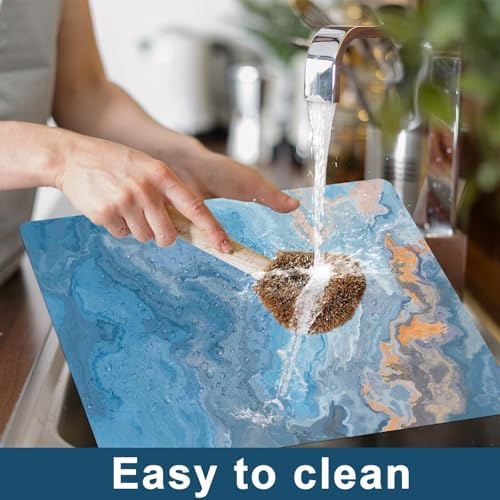 Blue Marble Placemats Set of 6 Plastic Table Mat 17×13×0.04in - Image 4