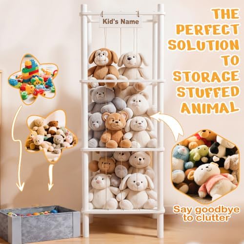 Stuffed Animal Storage with Toys Tray, 57In Large Wooden Stuffy Plushies - Image 5