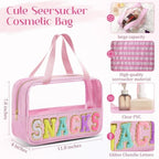 Sanwuta Seersucker Snacks Bag Chenille Letter Clear Makeup Bag - Image 2