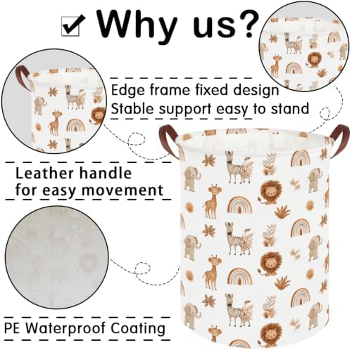 Boho animals Laundry Basket, Waterproof folding basket - Image 6