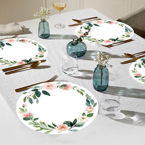 50 Pack Paper Placemats Disposable Pink Floral Wedding Placemats 13.7 Inch Rose - Image 6