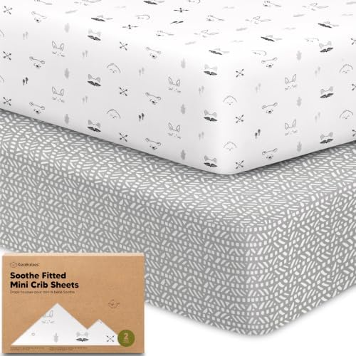 2-Pack Mini Crib Sheets Fitted, 38x26 Pack N Play Mattress Sheets by KeaBabies