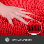Yeaban Chenille Red Bathroom Runner Rug 24"x60" - Image 2