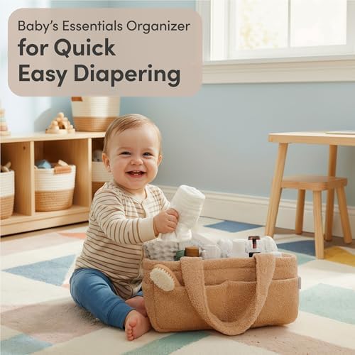PUTSKA Baby Diaper Caddy Organizer, Nursery Fleece Basket - Image 2