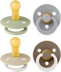 BIBS Colour Soother 4-Pack | BPA Free Dummy Pacifier | Round Nipple | Natural by BIBS
