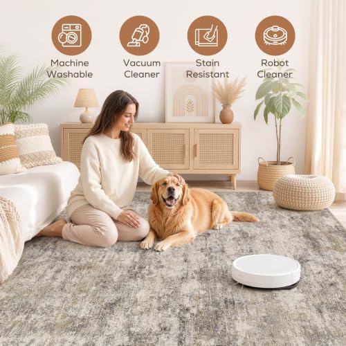 Nakagishi Boho 6x9 Area Rug Living Room Rugs Machine Washable Brown Grey - Image 3