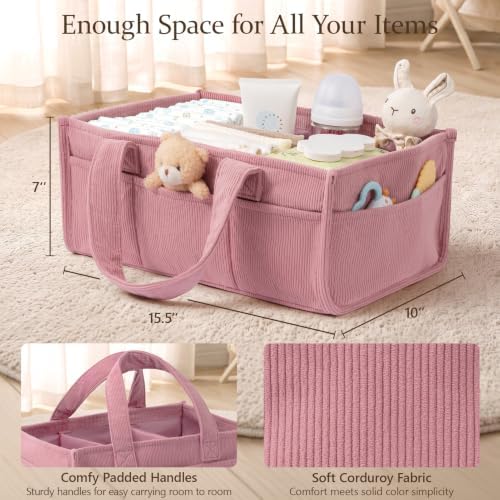 Corduroy Baby Diaper Caddy Organizer - Image 2