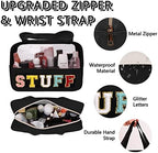 Chenille Letter Patch Stuff Bag, Preppy Clear Makeup Cosmetic Bag Large - Image 3