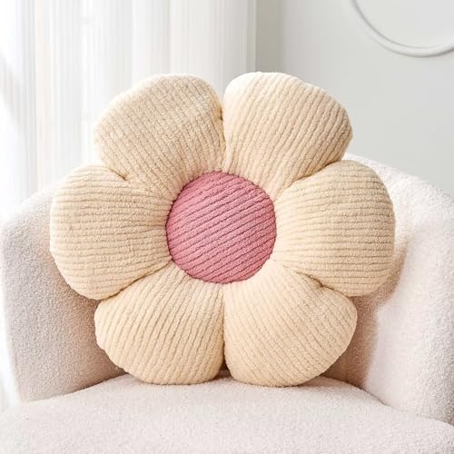 Kcvvcr Flower Throw Pillow, Soft White 17.7" Shaped Floor Pillow by Kcvvcr