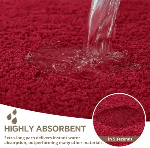 Polyester Bathroom Rug 24"x48" Red, Non-Slip Soft Shaggy Bath Mat - Image 5