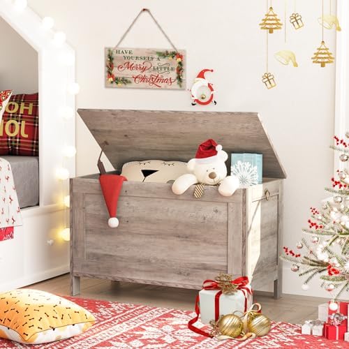 HOOBRO Toy Box, Retro Wooden Look Storage Chest - Image 4