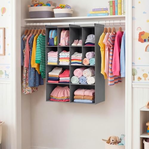 4 Tier Hanging Closet Organizer, 12 Compartments Dual Row Storage - Image 2