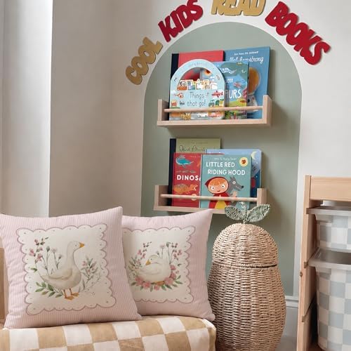 Pink Floral Goose Pillow Covers 18x18 Set of 2 Goose Nursery Decor - Image 7