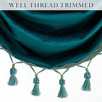 StangH Teal Velvet Valances Waterfall Curtains W39 inches, 1 Panel - Image 4