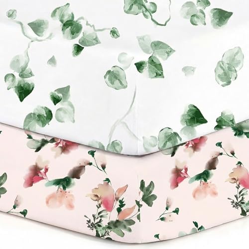 Pack n Play Sheets, BROLEX 2 Pack Mini Crib Sheets, Stretchy Portable Fitted by BROLEX