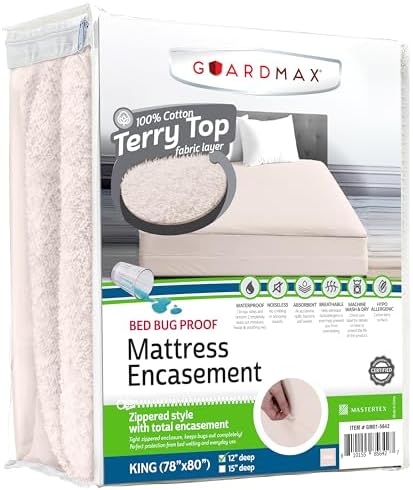 Guardmax King Mattress Encasement Zippered, 100% Waterproof Mattress Protector by Guardmax