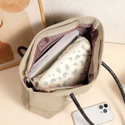 uekeboag 2Pcs Quilted Cotton Makeup Bag, Coquette Cosmetic Bag - Image 6