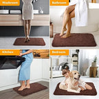 Yeaban Chenille Brown Bathroom Rug 17"x24", Non-Slip Rubber Backing - Image 6