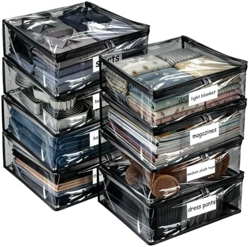 Plastic Storage Bags with Easy-Glide Zipper, Durable Clear Vinyl Zippered by Kikerike