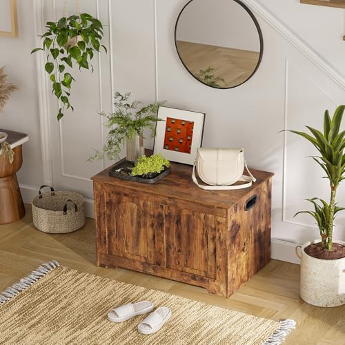 DINZI LVJ Storage Chest, Wooden Toy Box, Rustic Brown 31.5" L by DINZILVJ
