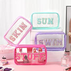 4 Pcs Toiletry Bag Clear Chenille Letter Pouch Diaper Bag Organizer Snacks - Image 5