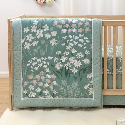 The Peanutshell Sage Meadow 3-Piece Baby Girl Crib Bedding Set - Image 4