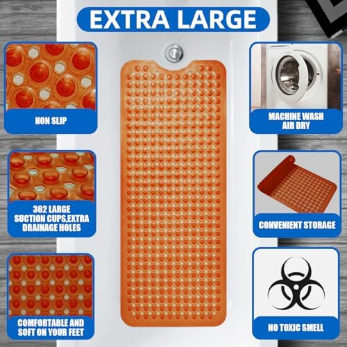 ZHICHENG Bath Tub and Shower Mats, Non-Slip 39 x 16 Inch Extra Long Bath Mat - Image 3
