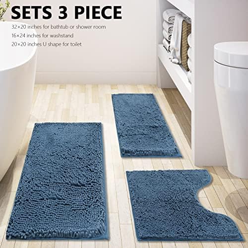 Bathroom Rugs Chenille 3-Piece Extra Soft and Absorbent Shag Bathroom Rugs - Image 3