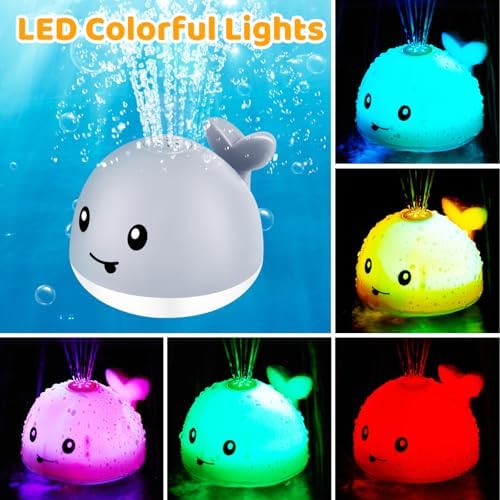 WAVISA Whale Bath Toy Sprinkler, Light Up Baby Bath Toys - Image 4