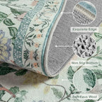 Rugalia Green Floral 5x7 Area Rug, Washable Non-Slip Boho Rugs - Image 2
