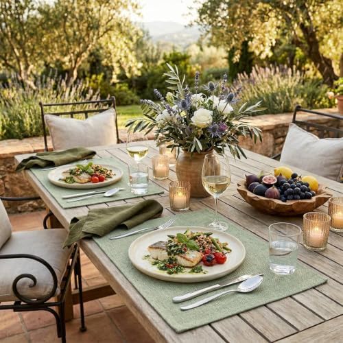 Artoid Mode Sage Green Placemats Set of 6, 12x18 Inch Spring Summer Washable - Image 6
