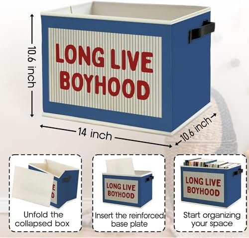 Red Long Live Boyhood Boys Storage Bins Box - Image 6