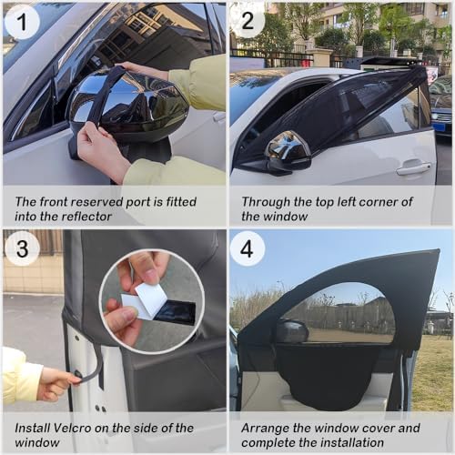 4PCS Car Window Shades with Zipper, Breathable Car Window Cover Baby Window - Image 7