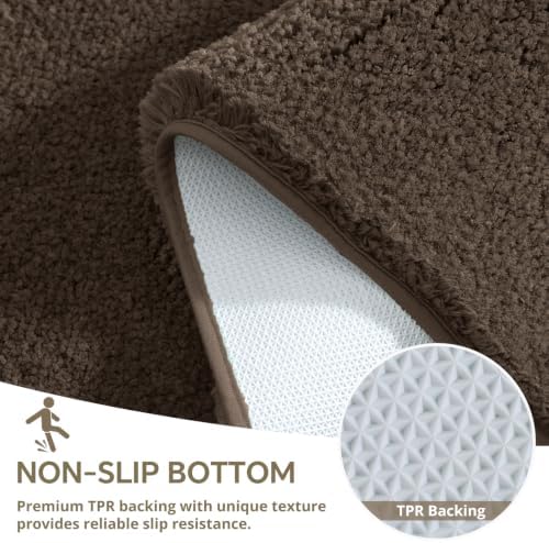 Polyester Bathroom Rug 40"x60" Brown, Large Soft Shaggy Bath Mat - Image 6