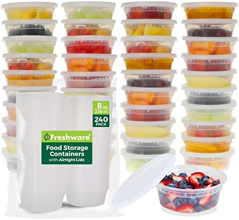 Freshware Food Storage Containers 8 oz Plastic Deli Containers by Freshware