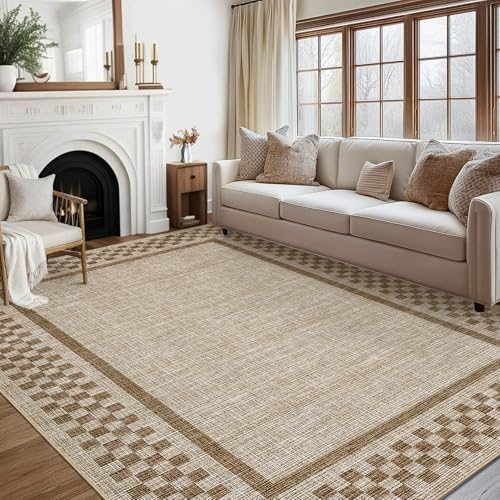 GarveeHome Area Rug 9x12 Living Room Rug Washable Checkered Area Rugs by GarveeHome
