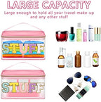 Iqimott Preppy Clear Makeup Bag Stuff Pouch, Chenille Letter Cosmetic Bag - Image 4