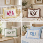 Muslin Pillow Cover, Monogram Pillow Covers, Personalized Name Ruffle Baby - Image 2