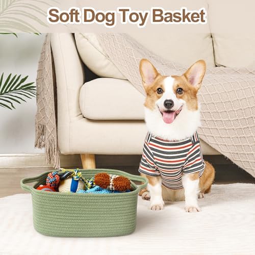 Cute Green Woven Basket, Empty Gift Basket - Image 4