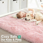 Amdrebio Light Pink Fluffy Fuzzy Area Rug 4x6 - Image 6