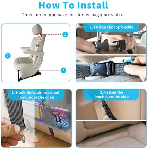 Car Backseat Organizer with Tablet Holder, 6 Storage Pockets Foldable Table - Image 7