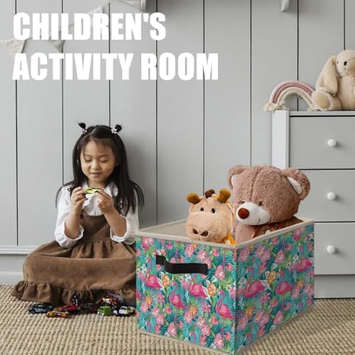 Pink Floral Flamingo Storage Bins Basket, Flamingo Gifts - Image 5