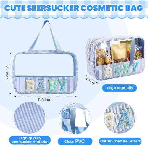 Sanwuta Seersucker Baby Bag Chenille Letter Clear Makeup Bag - Image 2