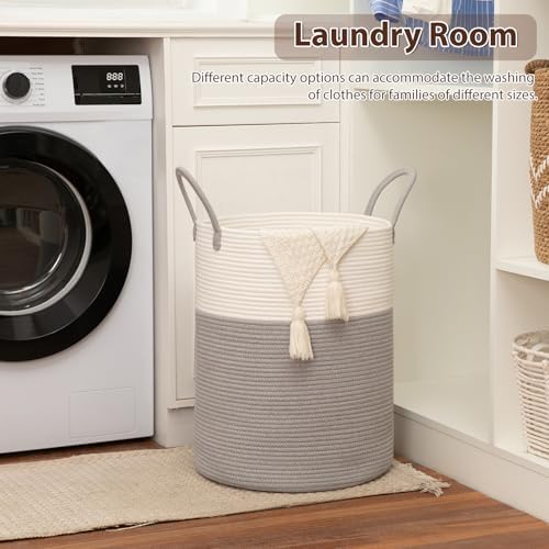OIAHOMY 80L Nursery Hamper Laundry Basket Laundry Hamper Grey/White - Image 4