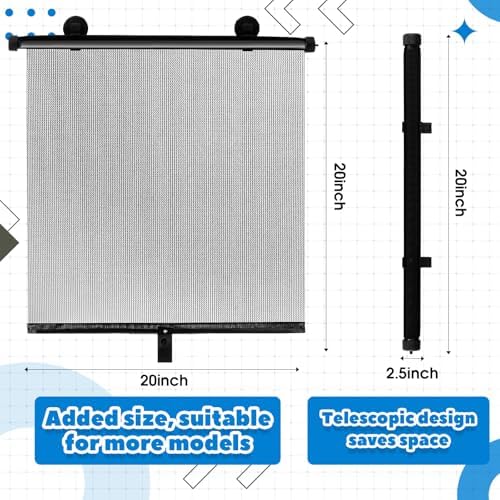 Blossound 2 Pack Car Window Sun Shades, Translucent Black, 20 x 20 Inch - Image 2