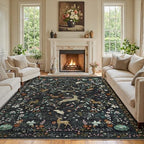 9x12 Area Rugs Boho Floral Washable Living Room Rug Neutral Carpet Bedroom by Yidanamy
