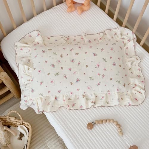 BuLuTu Muslin Cotton Baby Pillow Case, Flower & Sheep Pattern by BuLuTu