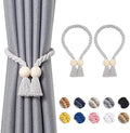 NICEEC 2 Pack Wooden Ball Magnetic Curtain Tiebacks Boho Home Decor Drape Tie by NICEEC