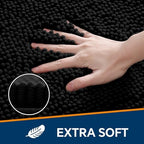 Chenille Bathroom Runner Rug 24"x60" Black, Plush Bath Mat - Image 3